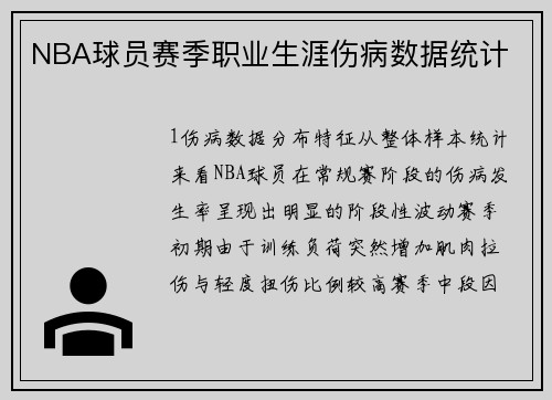 NBA球员赛季职业生涯伤病数据统计